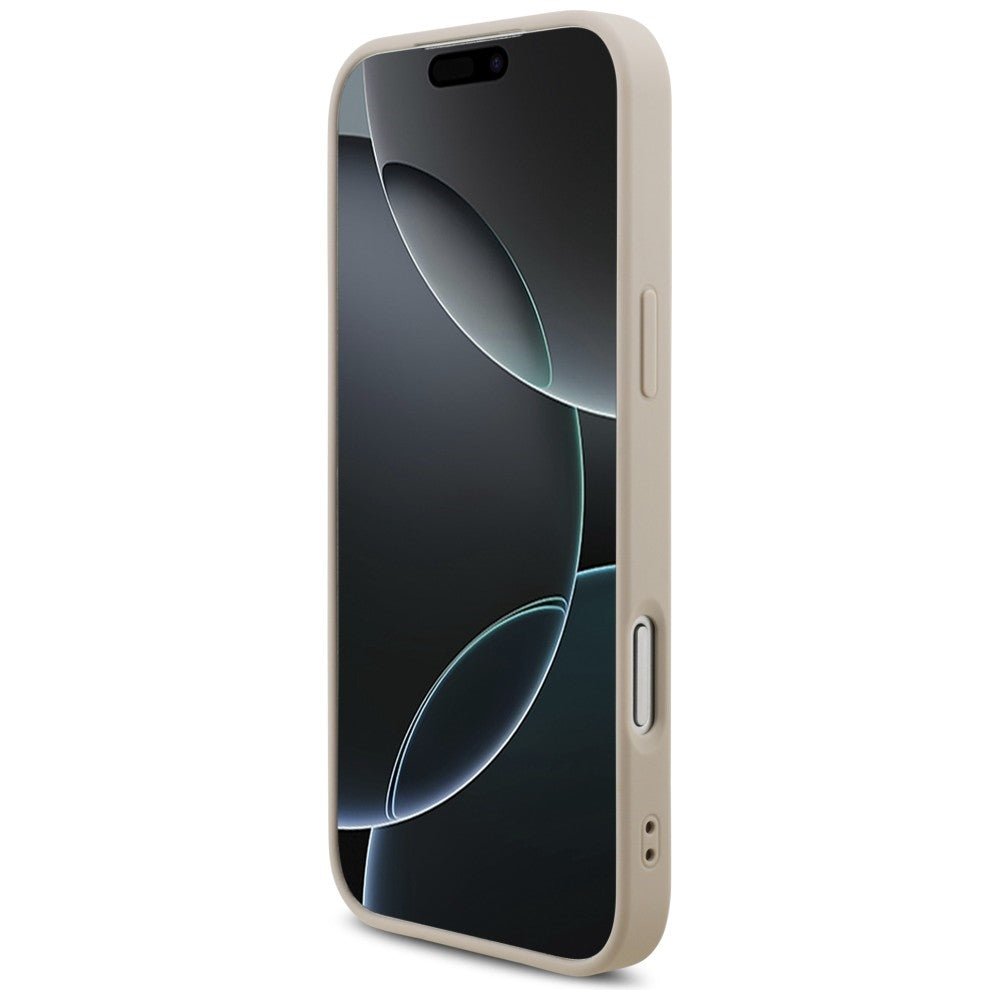 Guess iPhone 17 Pro Max / iPhone 18 Pro Max - Σκληρή Θήκη με Πλαίσιο Σιλικόνης και Επένδυση Συνθετικού Δέρματος - 4G Big Logo - Pink