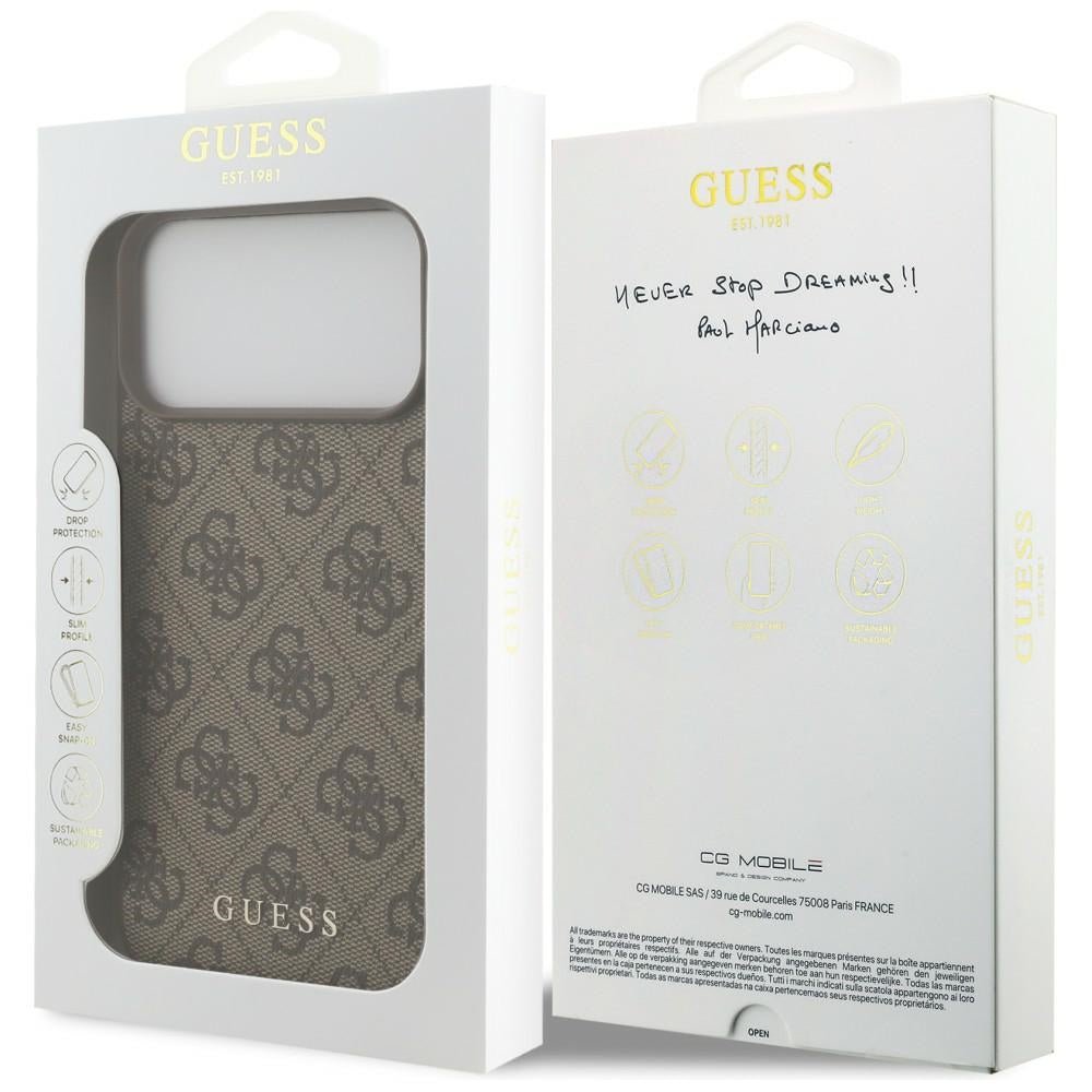 Guess iPhone 17 Pro Max / iPhone 18 Pro Max - Σκληρή Θήκη με Πλαίσιο Σιλικόνης και Επένδυση Συνθετικού Δέρματος - 4G Classic - Brown