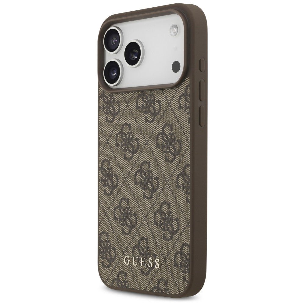 Guess iPhone 17 Pro Max / iPhone 18 Pro Max - Σκληρή Θήκη με Πλαίσιο Σιλικόνης και Επένδυση Συνθετικού Δέρματος - 4G Classic - Brown