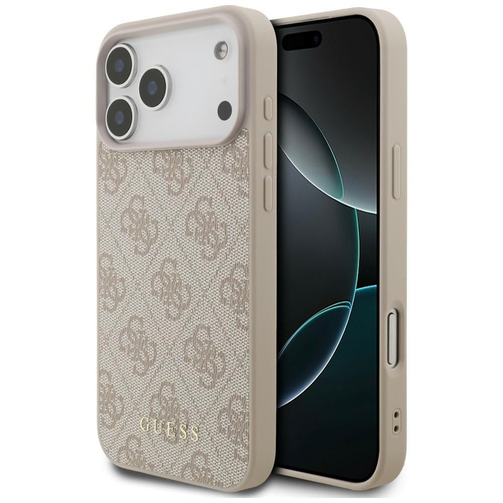 Guess iPhone 17 Pro Max / iPhone 18 Pro Max - Σκληρή Θήκη με Πλαίσιο Σιλικόνης και Επένδυση Συνθετικού Δέρματος - 4G Classic - Pink
