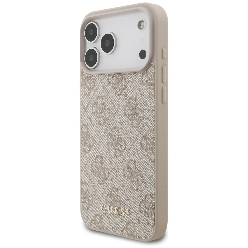Guess iPhone 17 Pro Max / iPhone 18 Pro Max - Σκληρή Θήκη με Πλαίσιο Σιλικόνης και Επένδυση Συνθετικού Δέρματος - 4G Classic - Pink