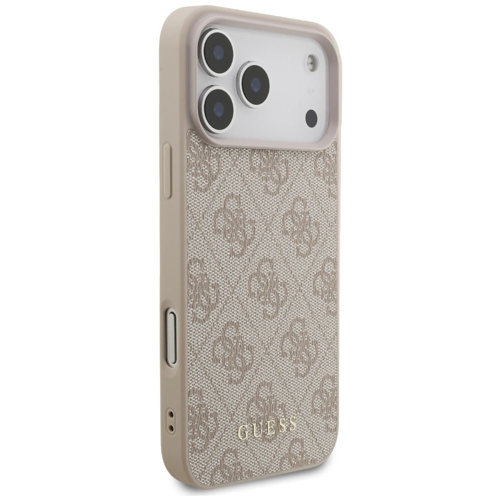 Guess iPhone 17 Pro Max / iPhone 18 Pro Max - Σκληρή Θήκη με Πλαίσιο Σιλικόνης και Επένδυση Συνθετικού Δέρματος - 4G Classic - Pink