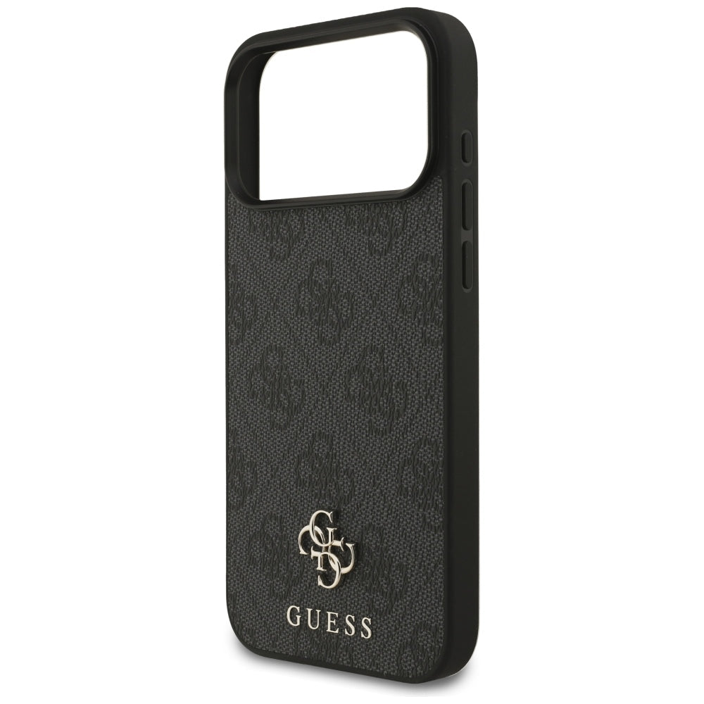 Guess iPhone 17 Pro Max / iPhone 18 Pro Max - Σκληρή Θήκη με Πλαίσιο Σιλικόνης και Επένδυση Συνθετικού Δέρματος - 4G Small Classic Logo MagSafe - Black