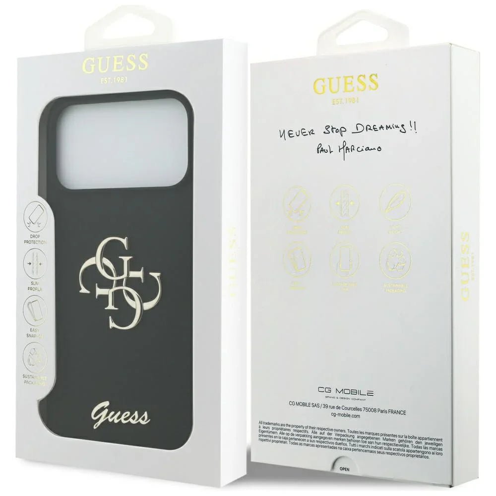 Guess iPhone 17 Pro Max - Silicone Big 4G Script - Σκληρή Θήκη Σιλικόνης - Black