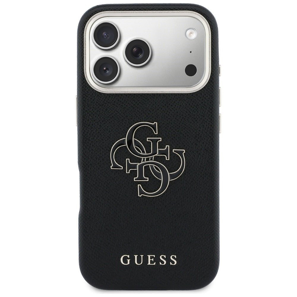Guess iPhone 17 Pro Max - Σκληρή Θήκη με Επένδυση από Οικολογικό Δέρμα - FW Resin Logo - Black