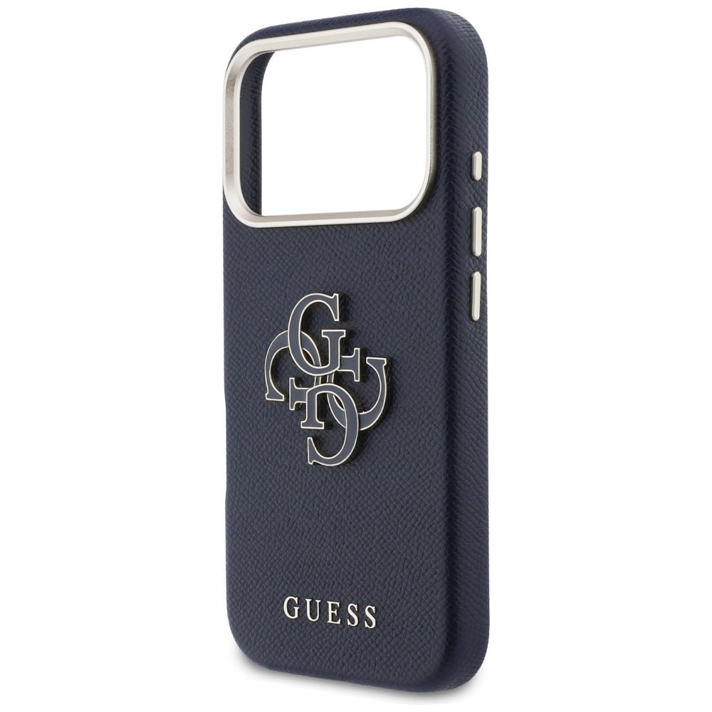 Guess iPhone 17 Pro Max - Σκληρή Θήκη με Επένδυση από Οικολογικό Δέρμα - FW Resin Logo - Blue