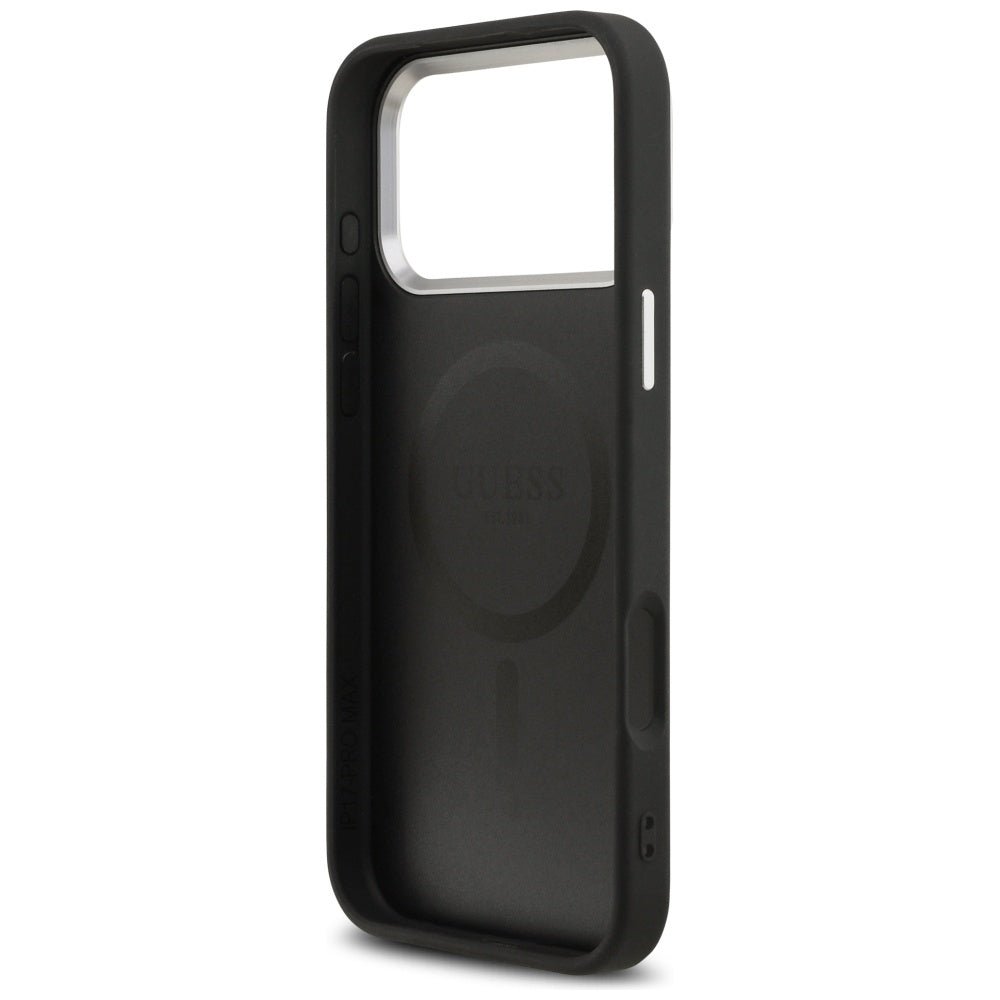 Guess iPhone 17 Pro Max - Σκληρή Θήκη με Επένδυση Οικολογικού Δέρματος - Triangle Logo MagSafe - Black