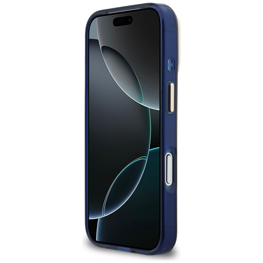 Guess iPhone 17 Pro Max - Σκληρή Θήκη με Πλαίσιο Σιλικόνης - IML 4G Script Metal - Blue