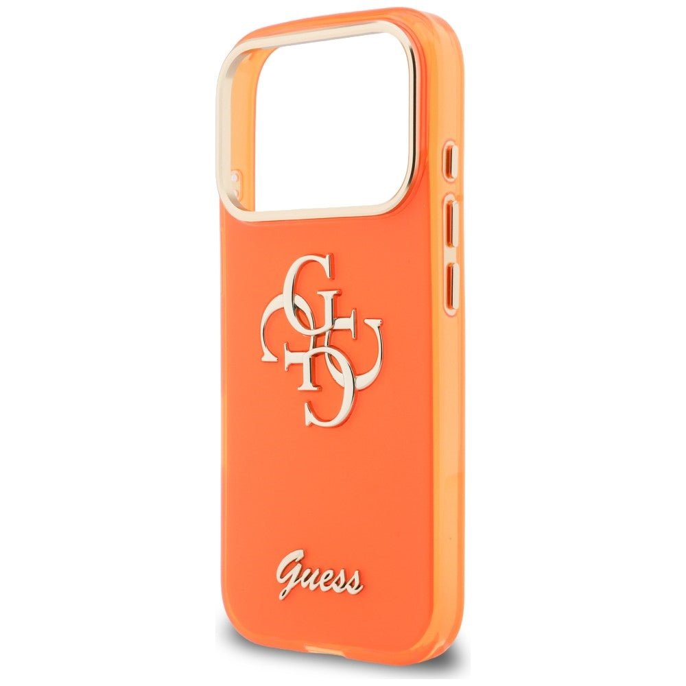 Guess iPhone 17 Pro Max - Σκληρή Θήκη με Πλαίσιο Σιλικόνης - IML 4G Script Metal - Orange