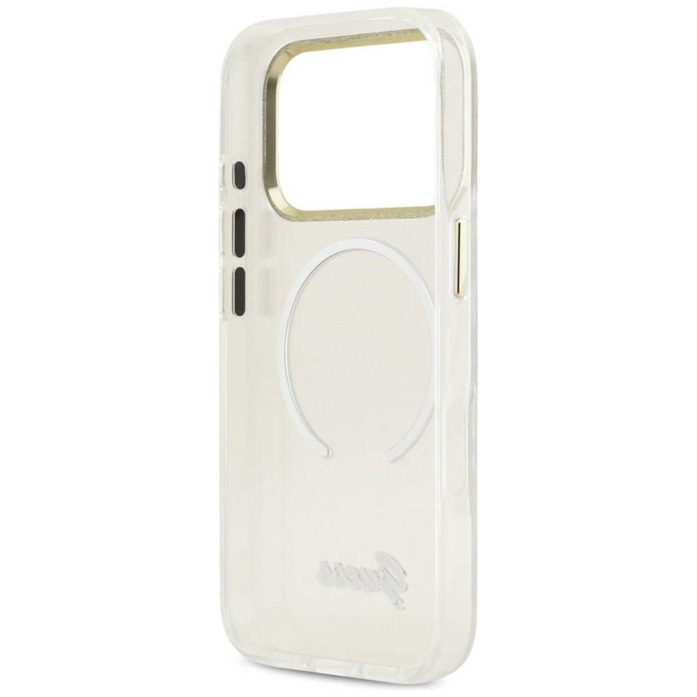 Guess iPhone 17 Pro Max - Σκληρή Θήκη με Πλαίσιο Σιλικόνης - IML Gradient Script Metal MagSafe - White