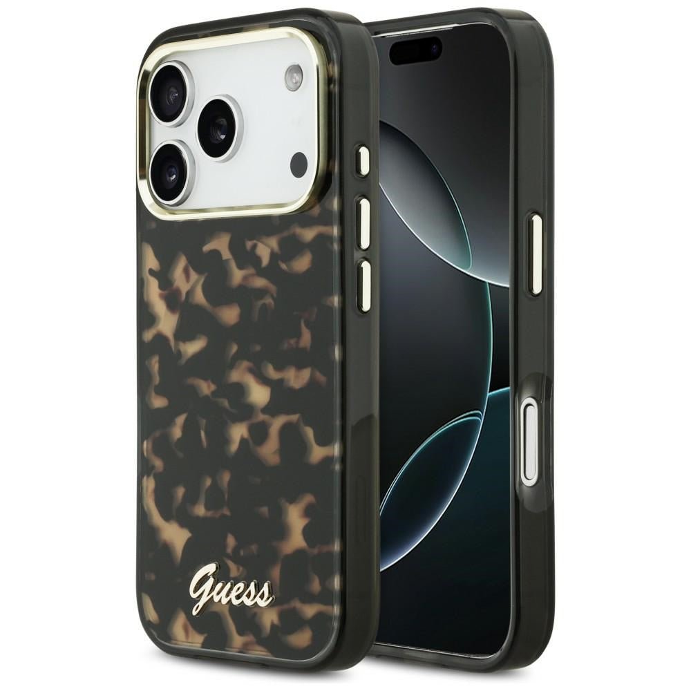 Guess iPhone 17 Pro Max - Σκληρή Θήκη με Πλαίσιο Σιλικόνης - IML Script Metal MagSafe - Tortoise