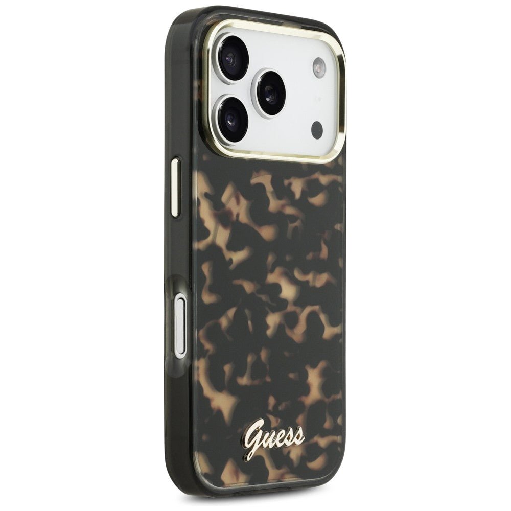 Guess iPhone 17 Pro Max - Σκληρή Θήκη με Πλαίσιο Σιλικόνης - IML Script Metal MagSafe - Tortoise