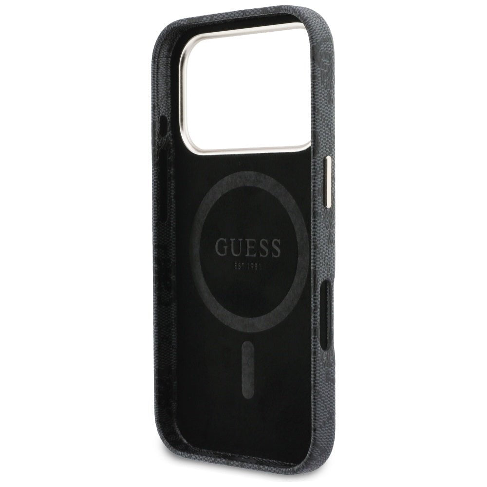 Guess iPhone 17 Pro Max - Σκληρή Θήκη με Πλαίσιο Σιλικόνης και MagSafe - 4G Script MagSafe - Black