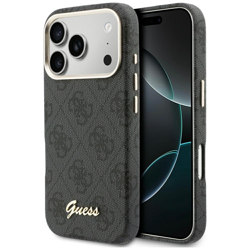 Guess iPhone 17 Pro Max - Σκληρή Θήκη με Πλαίσιο Σιλικόνης και MagSafe - 4G Script MagSafe - Black