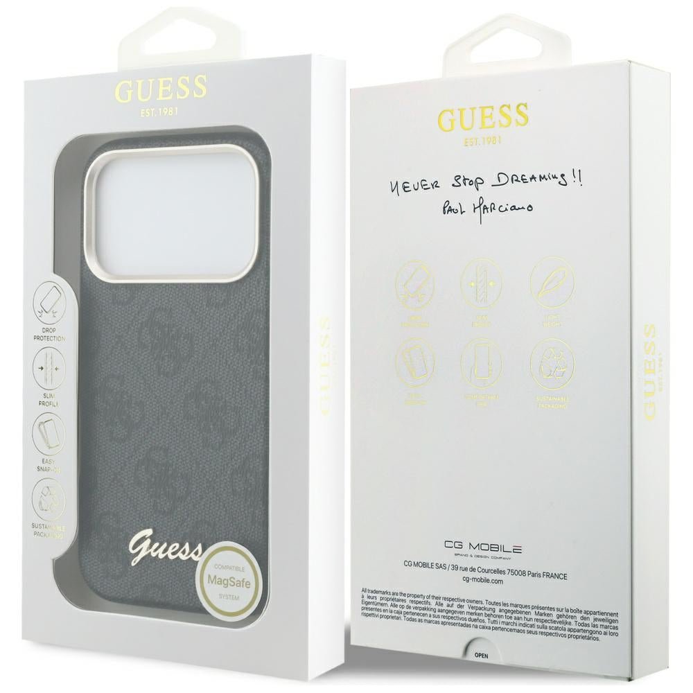 Guess iPhone 17 Pro Max - Σκληρή Θήκη με Πλαίσιο Σιλικόνης και MagSafe - 4G Script MagSafe - Black