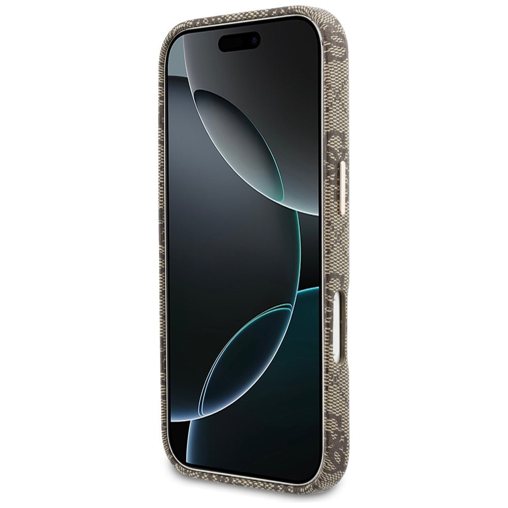 Guess iPhone 17 Pro Max - Σκληρή Θήκη με Πλαίσιο Σιλικόνης και MagSafe - 4G Script MagSafe - Brown