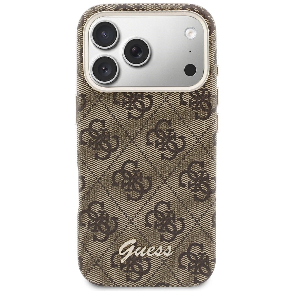 Guess iPhone 17 Pro Max - Σκληρή Θήκη με Πλαίσιο Σιλικόνης και MagSafe - 4G Script MagSafe - Brown