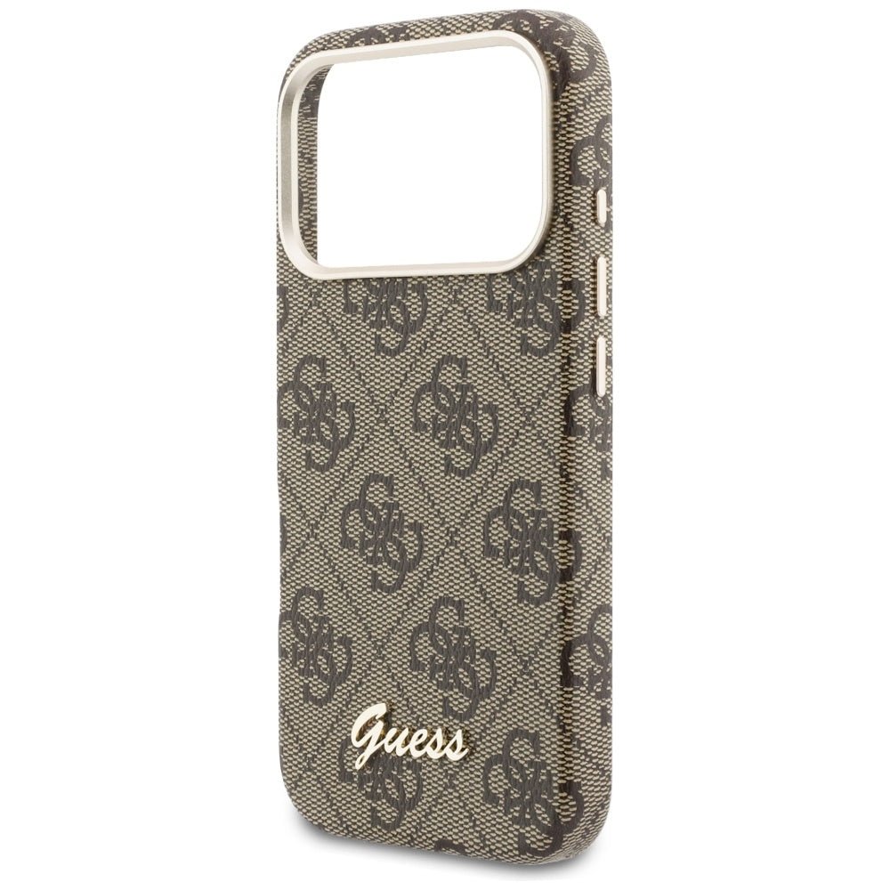 Guess iPhone 17 Pro Max - Σκληρή Θήκη με Πλαίσιο Σιλικόνης και MagSafe - 4G Script MagSafe - Brown