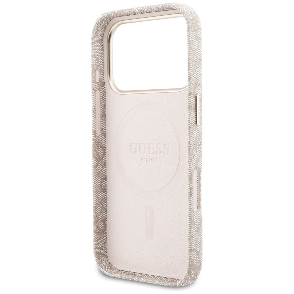 Guess iPhone 17 Pro Max - Σκληρή Θήκη με Πλαίσιο Σιλικόνης και MagSafe - 4G Script MagSafe - Pink