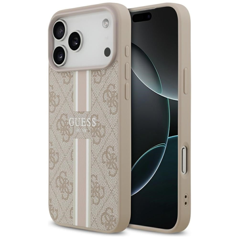 Guess iPhone 17 Pro Max - Θήκη με Επένδυση Συνθετικού Δέρματος - 4G Printed Stripes MagSafe - Pink