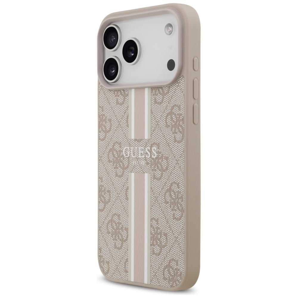 Guess iPhone 17 Pro Max - Θήκη με Επένδυση Συνθετικού Δέρματος - 4G Printed Stripes MagSafe - Pink