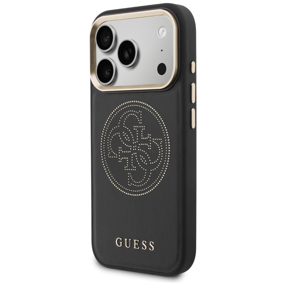 Guess iPhone 17 Pro Max - Θήκη με Επένδυση Συνθετικού Δέρματος - Perforated 4G MagSafe - Black