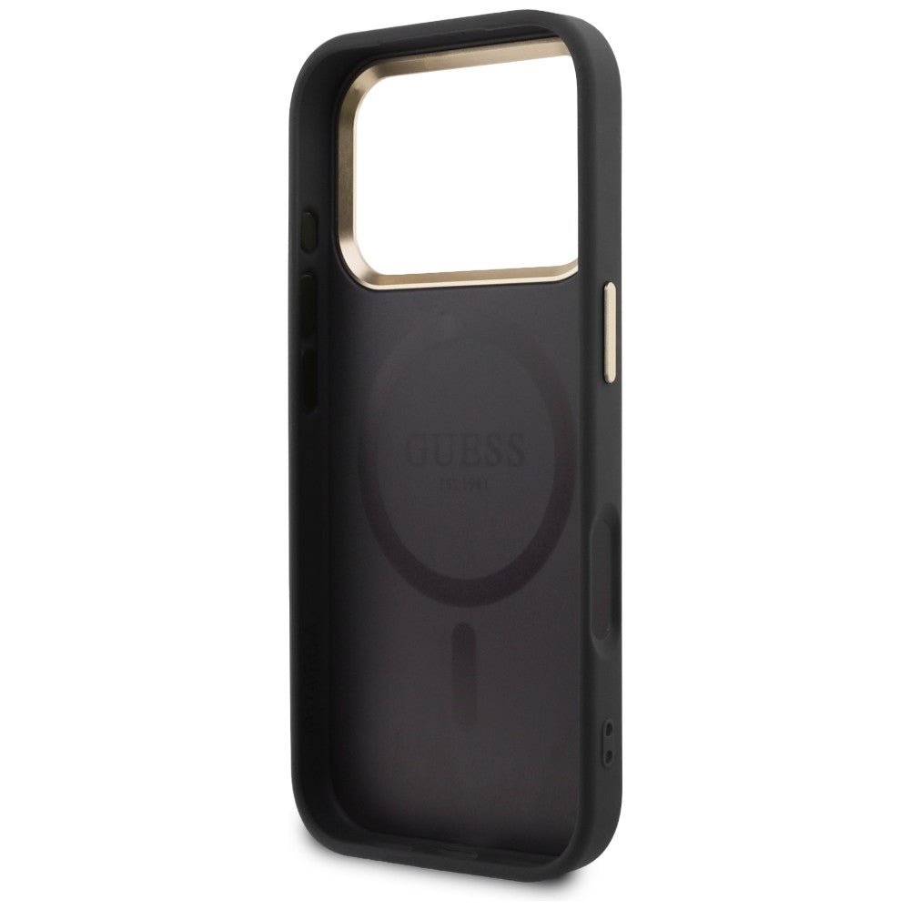 Guess iPhone 17 Pro Max - Θήκη με Επένδυση Συνθετικού Δέρματος - Perforated 4G MagSafe - Black