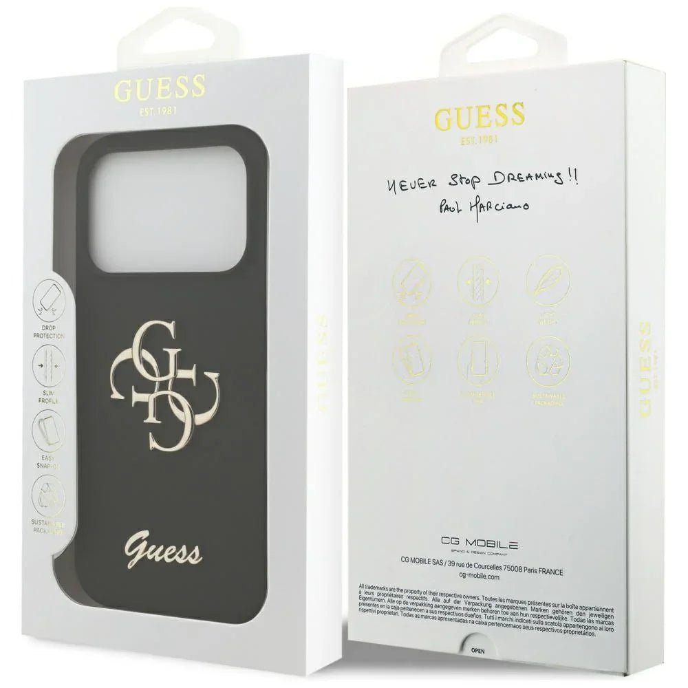 Guess iPhone 17 Pro - Silicone Big 4G Script - Σκληρή Θήκη Σιλικόνης - Black