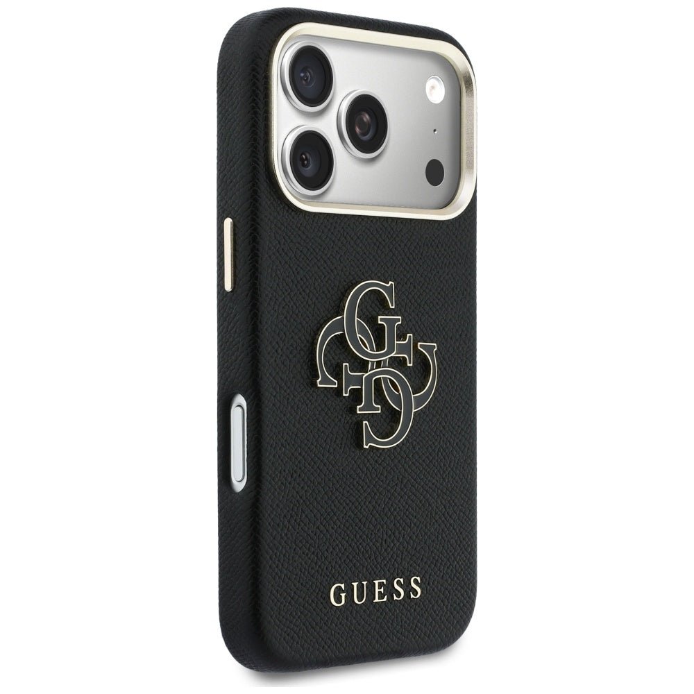 Guess iPhone 17 Pro - Σκληρή Θήκη με Επένδυση από Οικολογικό Δέρμα - FW Resin Logo - Black