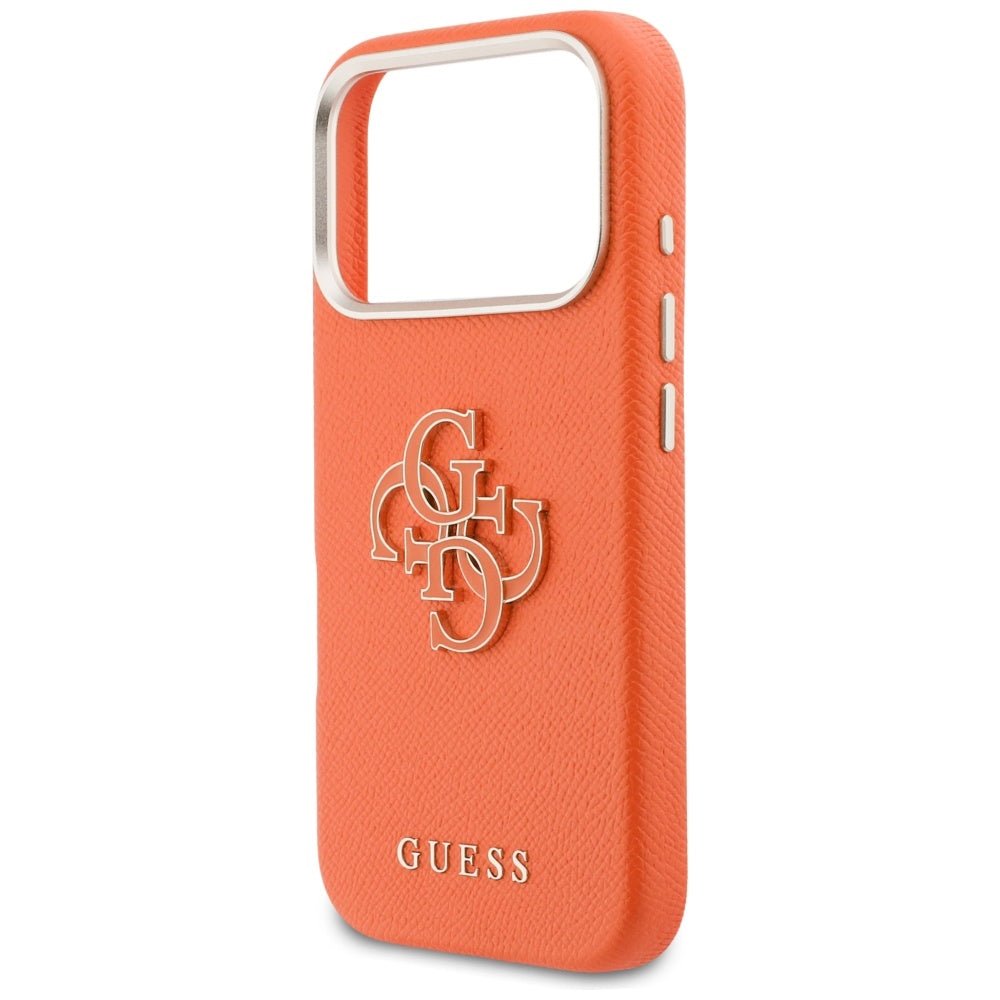 Guess iPhone 17 Pro - Σκληρή Θήκη με Επένδυση από Οικολογικό Δέρμα - FW Resin Logo - Οrange