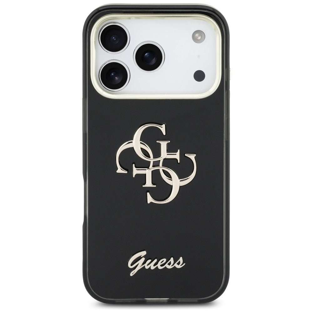Guess iPhone 17 Pro - Σκληρή Θήκη με Πλαίσιο Σιλικόνης - IML 4G Script Metal - Black
