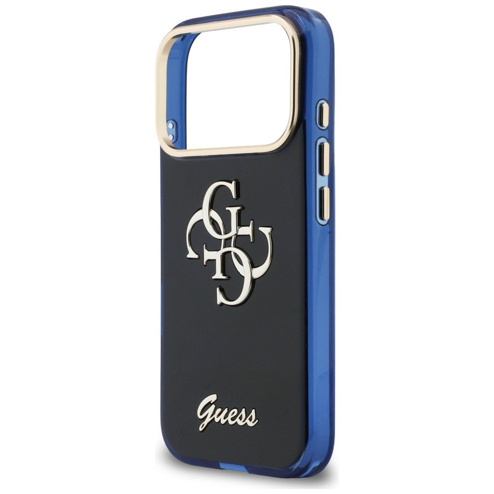 Guess iPhone 17 Pro - Σκληρή Θήκη με Πλαίσιο Σιλικόνης - IML 4G Script Metal - Blue