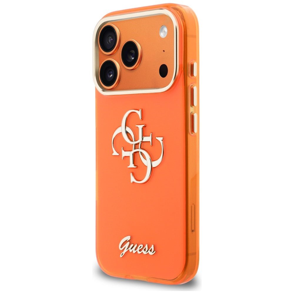 Guess iPhone 17 Pro - Σκληρή Θήκη με Πλαίσιο Σιλικόνης - IML 4G Script Metal - Orange