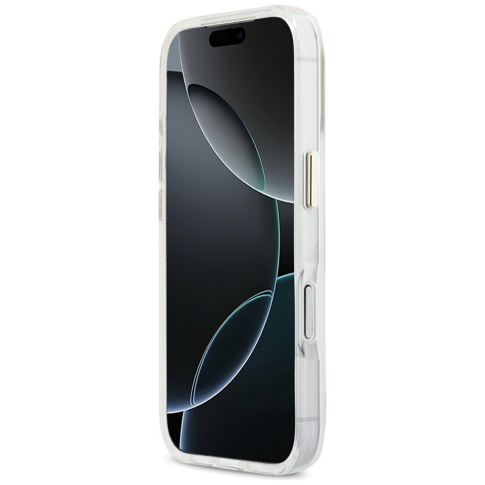 Guess iPhone 17 Pro - Σκληρή Θήκη με Πλαίσιο Σιλικόνης - IML 4G Script Metal - White