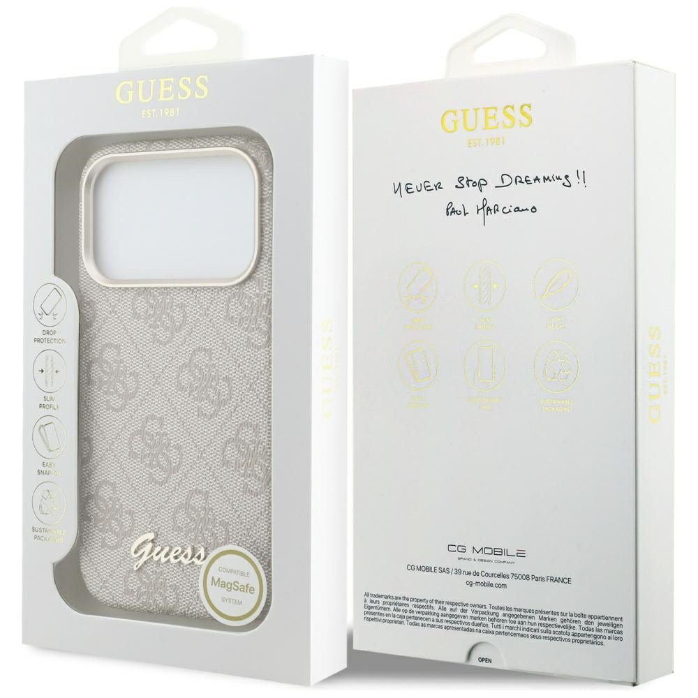 Guess iPhone 17 Pro - Σκληρή Θήκη με Πλαίσιο Σιλικόνης και MagSafe - 4G Script MagSafe - Pink