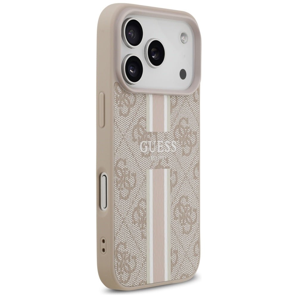 Guess iPhone 17 Pro - Θήκη με Επένδυση Συνθετικού Δέρματος - 4G Printed Stripes MagSafe - Pink