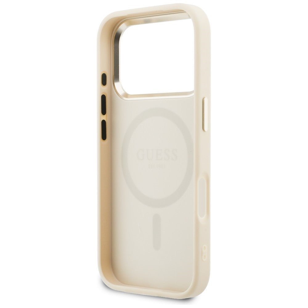 Guess iPhone 17 Pro - Θήκη με Επένδυση Συνθετικού Δέρματος - Perforated 4G MagSafe - Beige