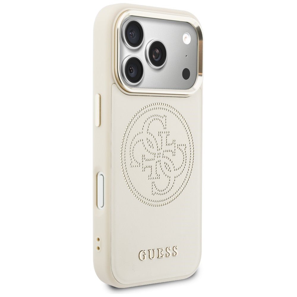 Guess iPhone 17 Pro - Θήκη με Επένδυση Συνθετικού Δέρματος - Perforated 4G MagSafe - Beige