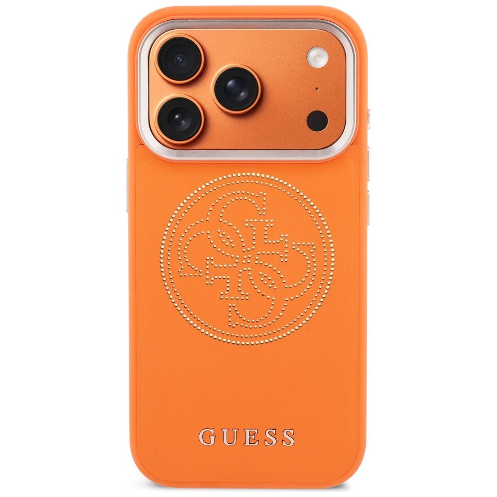 Guess iPhone 17 Pro - Θήκη με Επένδυση Συνθετικού Δέρματος - Perforated 4G MagSafe - Orange