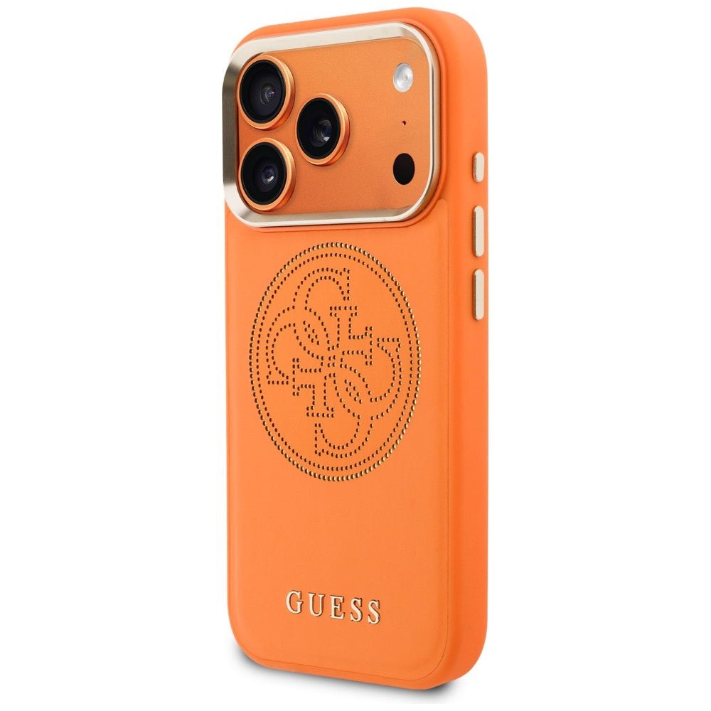 Guess iPhone 17 Pro - Θήκη με Επένδυση Συνθετικού Δέρματος - Perforated 4G MagSafe - Orange