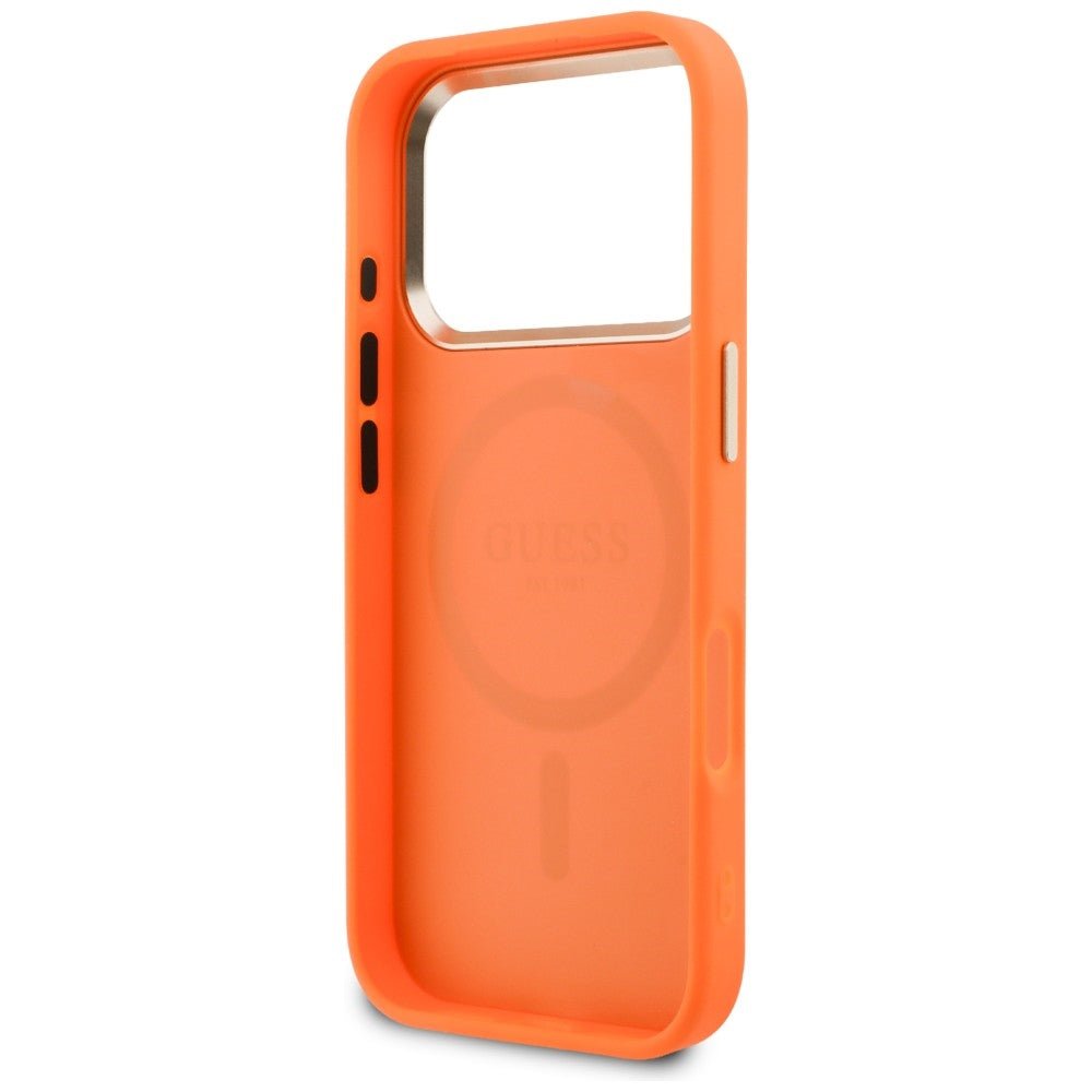 Guess iPhone 17 Pro - Θήκη με Επένδυση Συνθετικού Δέρματος - Perforated 4G MagSafe - Orange