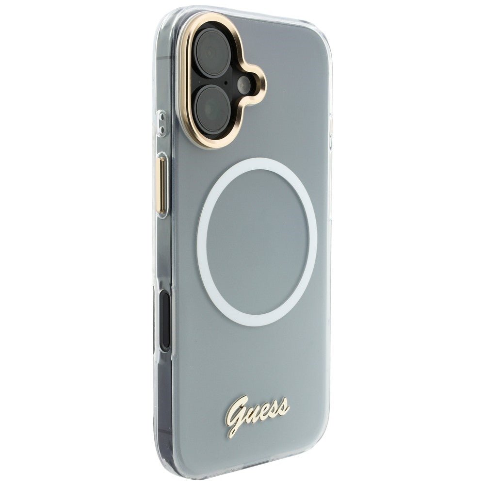 Guess iPhone 17 - Σκληρή Θήκη με Πλαίσιο Σιλικόνης - IML Gradient Script Metal MagSafe - White