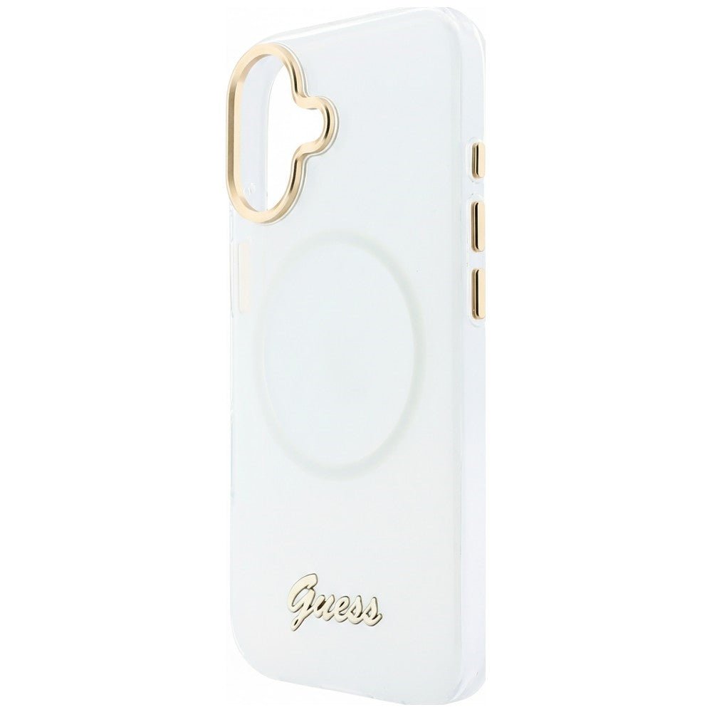 Guess iPhone 17 - Σκληρή Θήκη με Πλαίσιο Σιλικόνης - IML Gradient Script Metal MagSafe - White