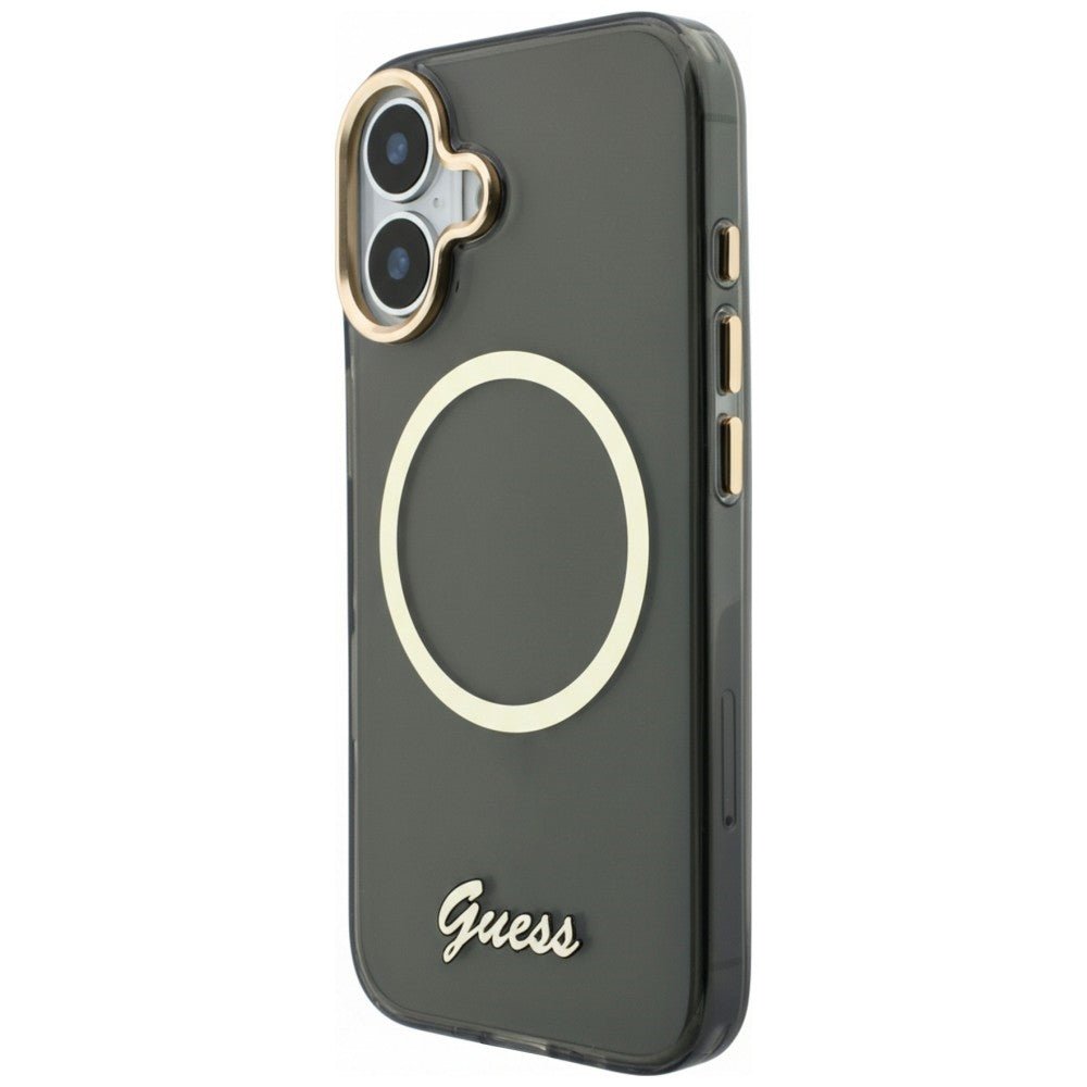 Guess iPhone 17 - Σκληρή Θήκη με Πλαίσιο Σιλικόνης - IML Script Metal MagSafe - Black