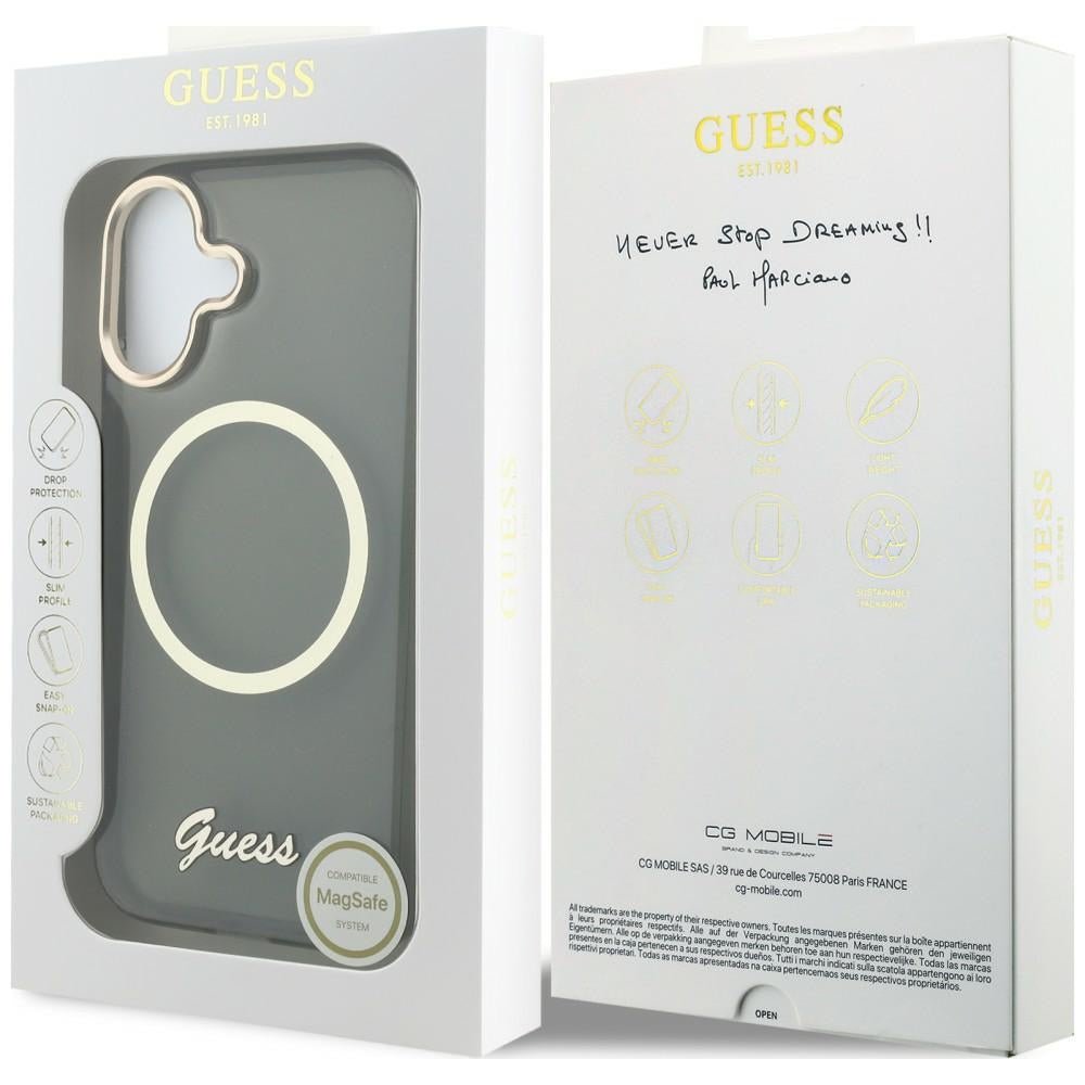 Guess iPhone 17 - Σκληρή Θήκη με Πλαίσιο Σιλικόνης - IML Script Metal MagSafe - Black