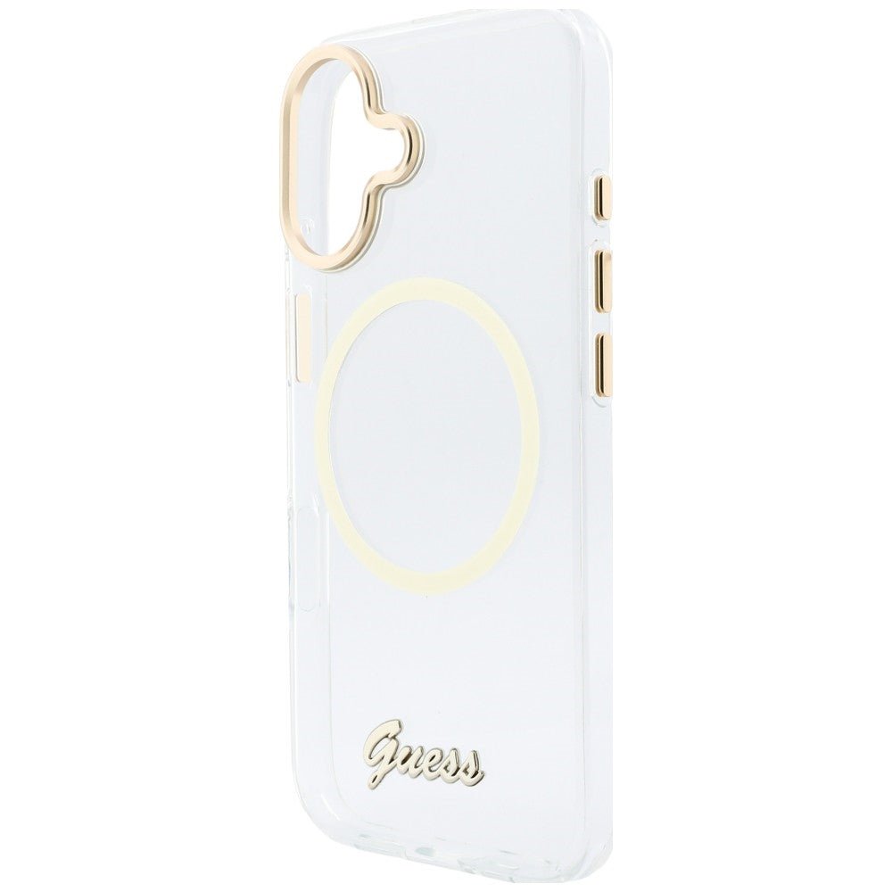 Guess iPhone 17 - Σκληρή Θήκη με Πλαίσιο Σιλικόνης - IML Script Metal MagSafe - Διάφανη