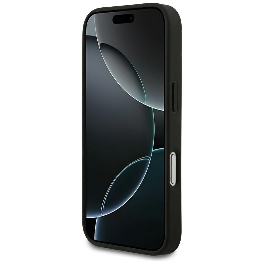 Guess iPhone 18 Pro / iPhone 17 Pro - Σκληρή Θήκη από Οικολογικό Δέρμα MagSafe - Grained Gold Ring - Black