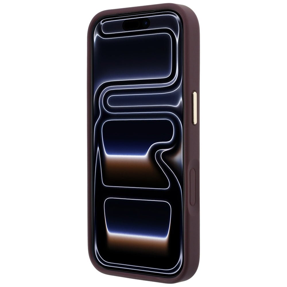 Guess iPhone 18 Pro / iPhone 17 Pro - Σκληρή Θήκη MagSafe με Επένδυση Συνθετικού Δέρματος - Ring Stand 360 Grained Classic Logo - Burgundy