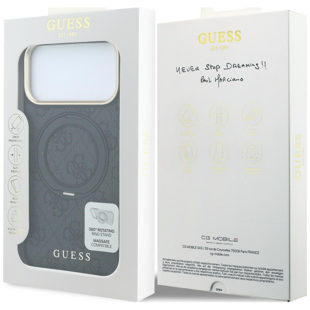Guess iPhone 18 Pro / iPhone 17 Pro - Σκληρή Θήκη με Δαχτυλίδι Συγκράτησης MagSafe - Ring Stand 360 4G Classic Logo - Black