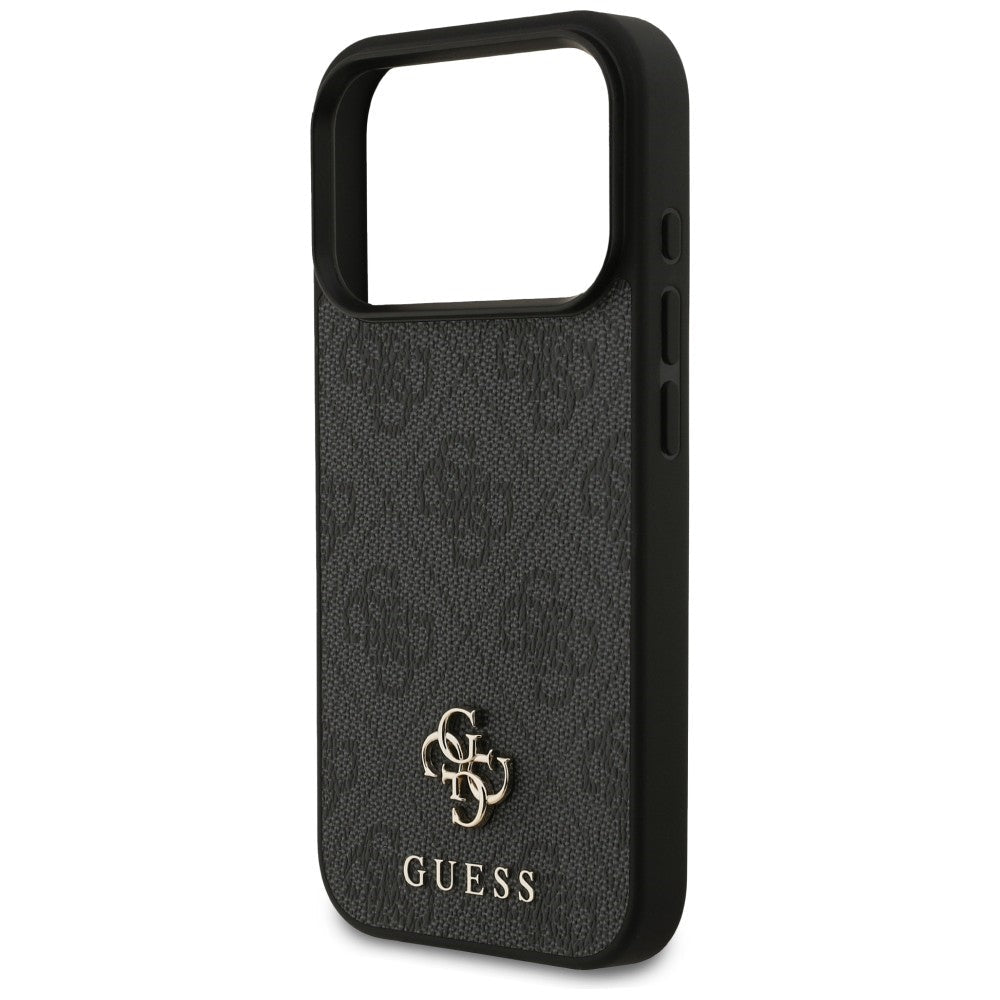 Guess iPhone 18 Pro / iPhone 17 Pro - Σκληρή Θήκη με Πλαίσιο Σιλικόνης και Επένδυση Συνθετικού Δέρματος MagSafe - 4G Small Classic Logo - Black